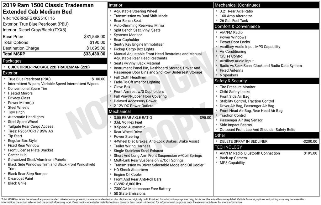 2019 RAM 1500 Classic Tradesman