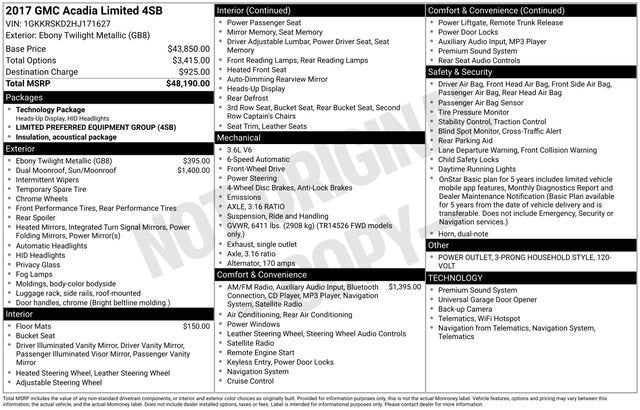 2017 GMC Acadia Limited Limited