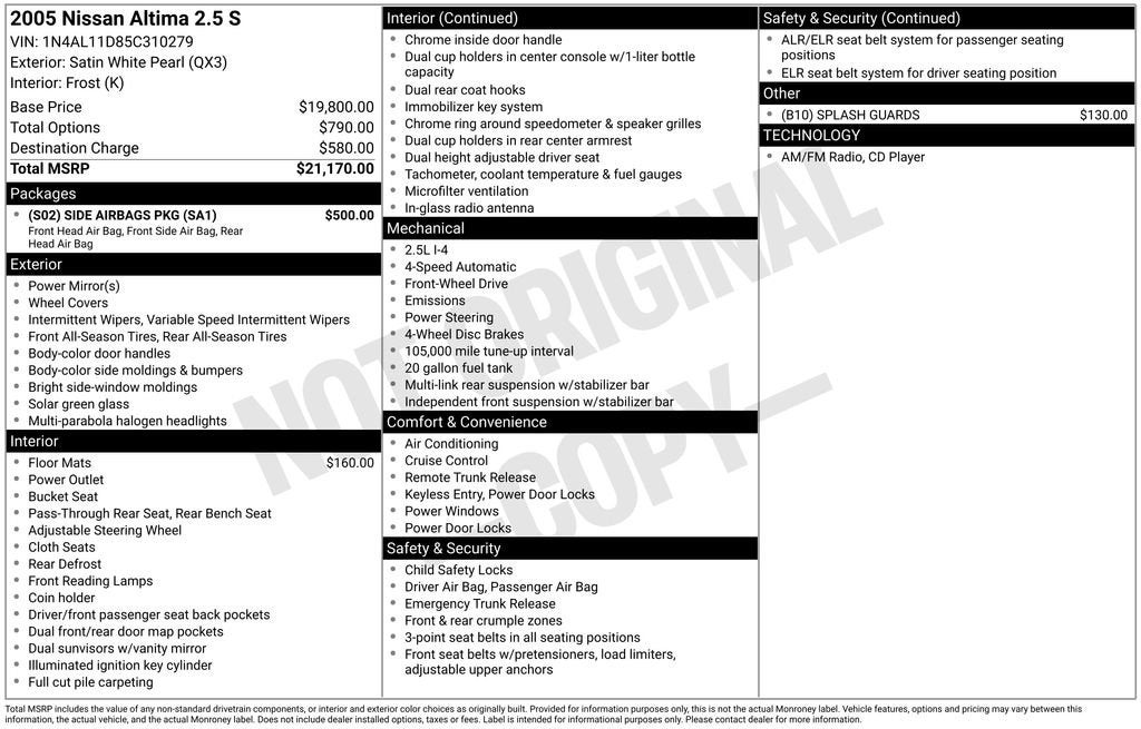 2005 Nissan Altima 2.5 S