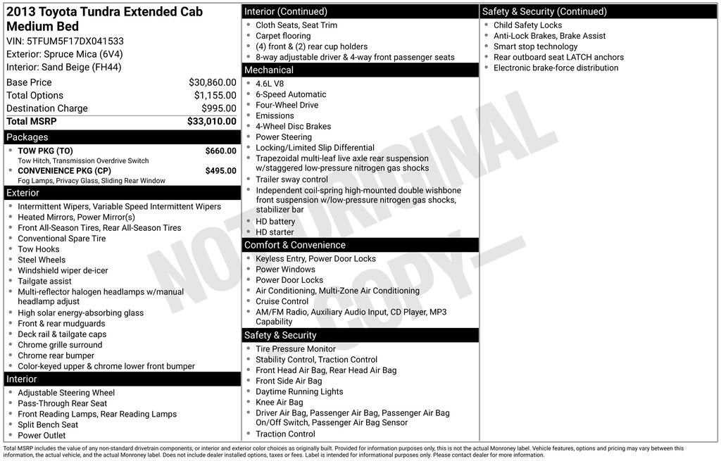 2013 Toyota Tundra 4WD Truck GRADE