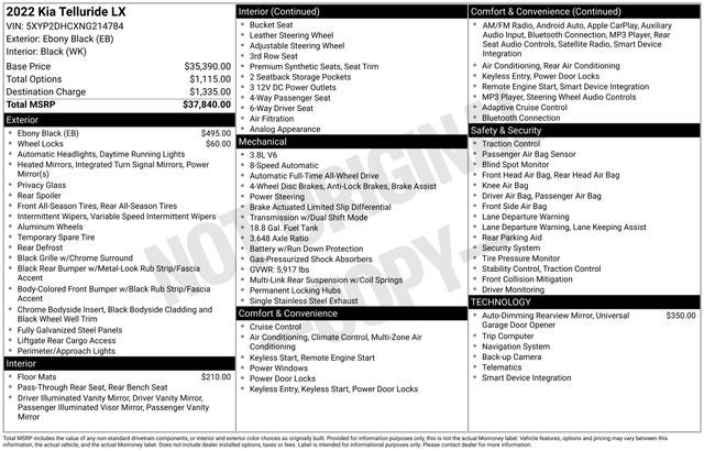 2022 Kia Telluride LX