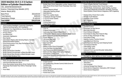 2025 Mazda Mazda CX-5 2.5 S Carbon Edition