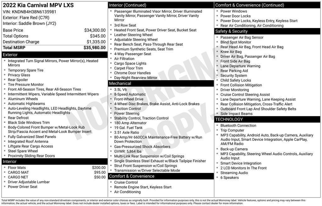 2022 Kia Carnival LXS