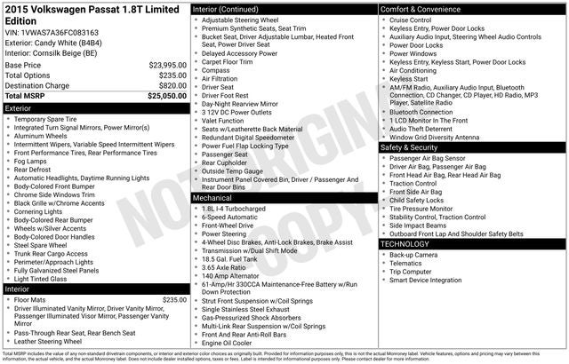 2015 Volkswagen Passat 1.8T Limited Edition