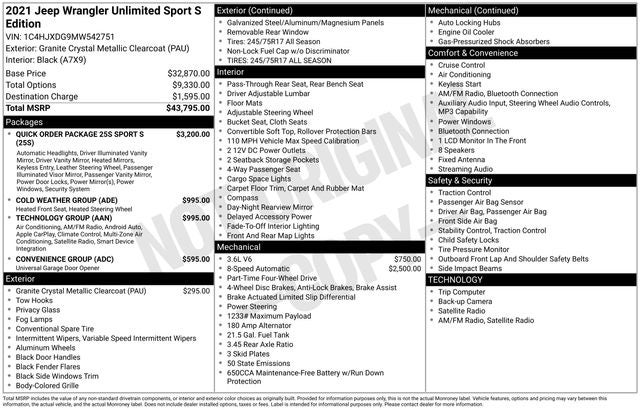 2021 Jeep Wrangler Unlimited Sport S