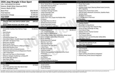 2026 Jeep Wrangler WRANGLER 4-DOOR SPORT
