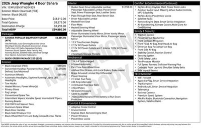 2026 Jeep Wrangler WRANGLER 4-DOOR SAHARA