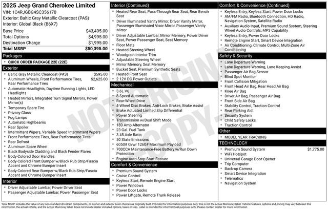 2025 Jeep Grand Cherokee GRAND CHEROKEE LIMITED 4X2