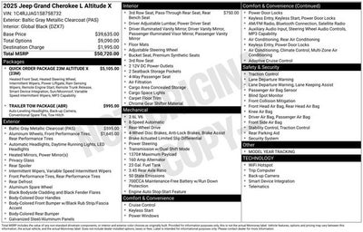 2025 Jeep Grand Cherokee GRAND CHEROKEE L ALTITUDE X 4X2