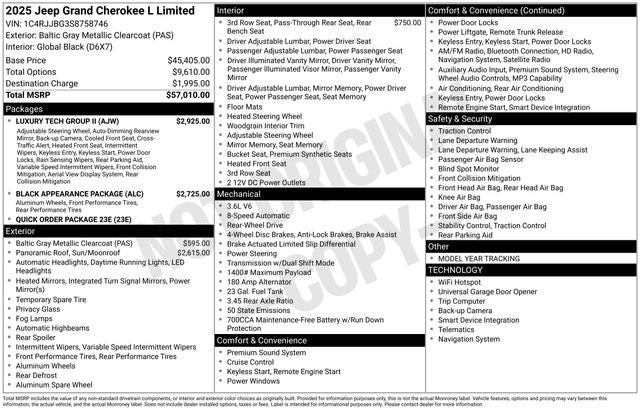 2025 Jeep Grand Cherokee GRAND CHEROKEE L LIMITED 4X2