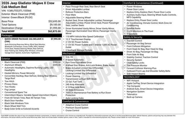 2026 Jeep Gladiator GLADIATOR MOJAVE X 4X4