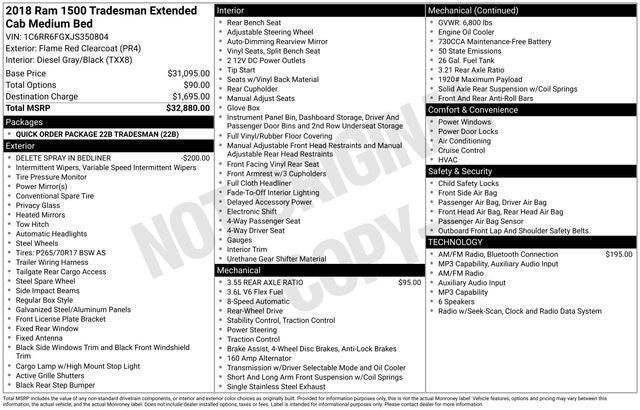 2018 RAM 1500 Tradesman Quad Cab 4x2 6'4' Box