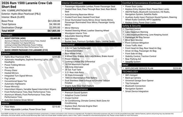 2026 RAM Ram 1500 RAM 1500 LARAMIE CREW CAB 4X2 5'7' BOX