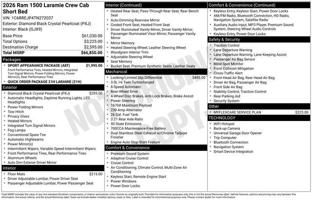 2026 RAM Ram 1500 RAM 1500 LARAMIE CREW CAB 4X2 5'7' BOX