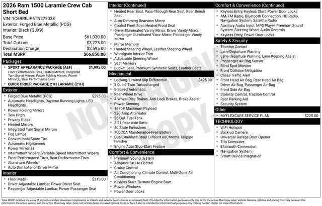 2026 RAM Ram 1500 RAM 1500 LARAMIE CREW CAB 4X2 5'7' BOX