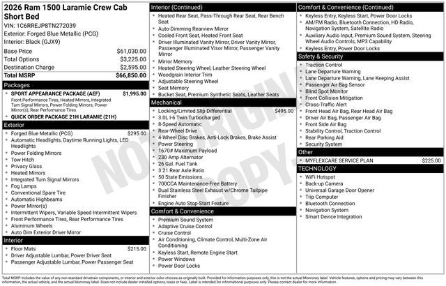 2026 RAM Ram 1500 RAM 1500 LARAMIE CREW CAB 4X2 5'7' BOX