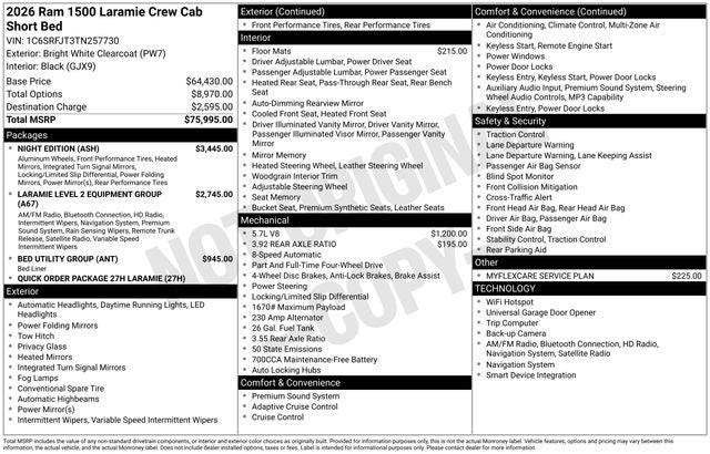 2026 RAM Ram 1500 RAM 1500 LARAMIE CREW CAB 4X4 5'7' BOX