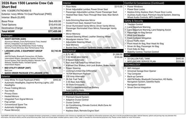 2026 RAM Ram 1500 RAM 1500 LARAMIE CREW CAB 4X4 5'7' BOX