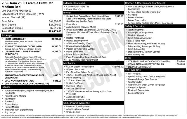 2026 RAM Ram 2500 RAM 2500 LARAMIE CREW CAB 4X4 6'4' BOX