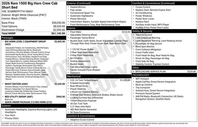2026 RAM 1500 Big Horn/Lone Star