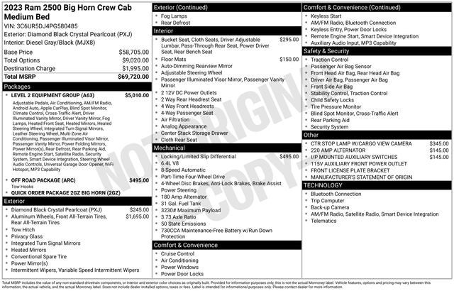 2023 RAM 2500 Big Horn Crew Cab 4x4 6'4' Box