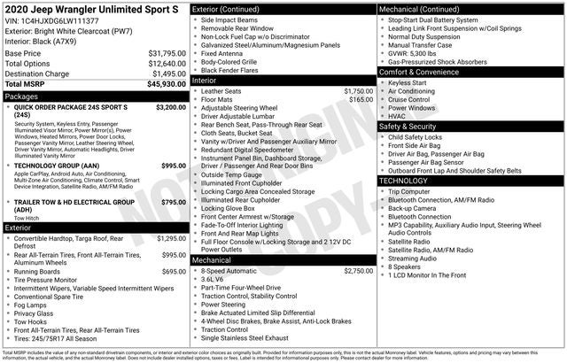 2020 Jeep Wrangler Unlimited Sport S