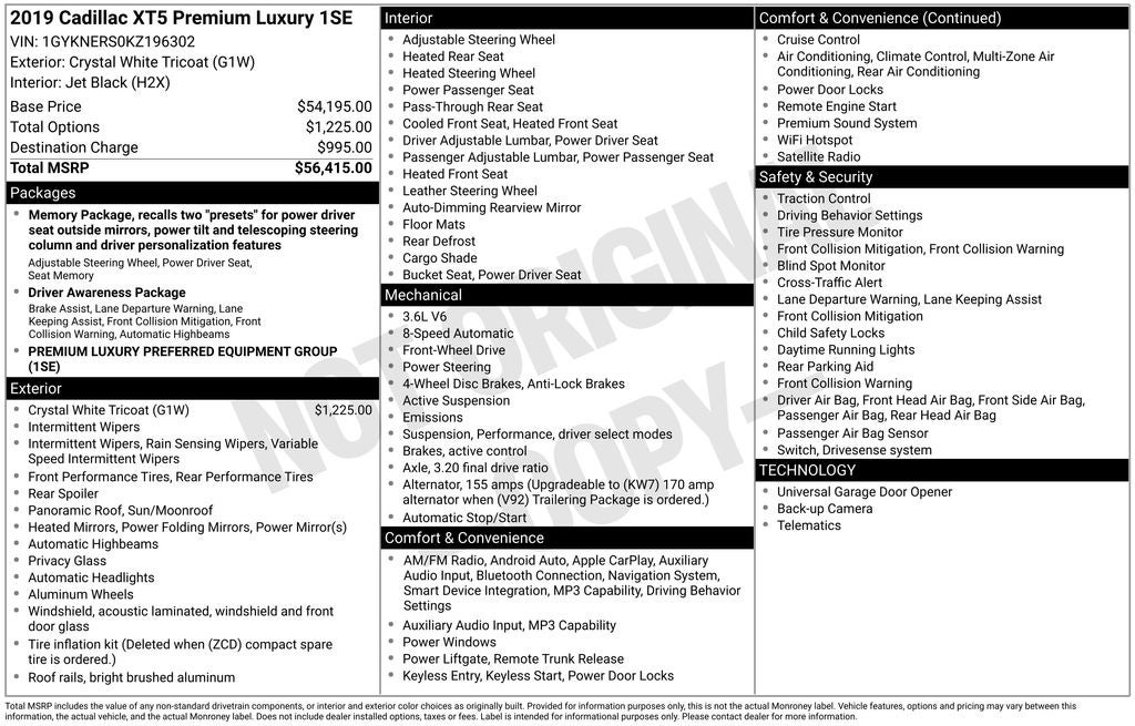 2019 Cadillac XT5 Premium Luxury