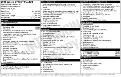 2022 Genesis G70 3.3T