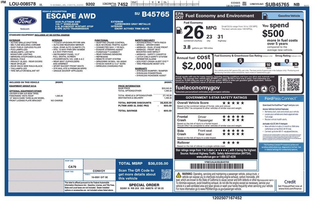 2025 Ford Escape Platinum