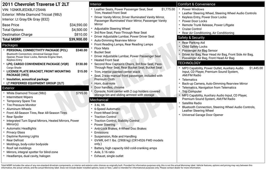 2011 Chevrolet Traverse 2LT 2LT
