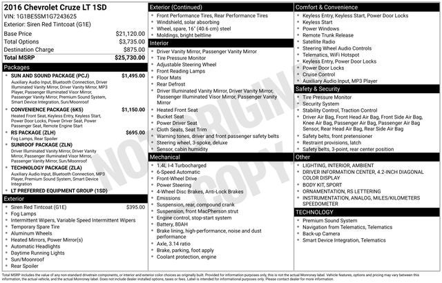 2016 Chevrolet Cruze LT