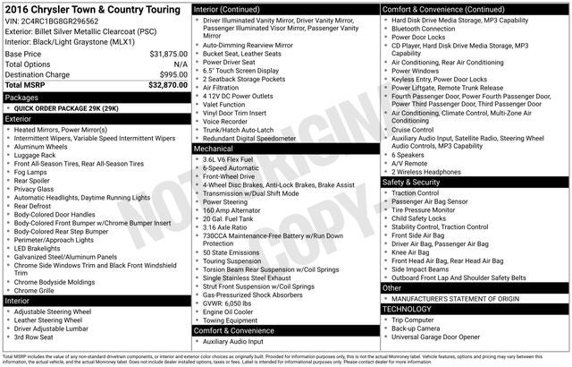 2016 Chrysler Town & Country Touring