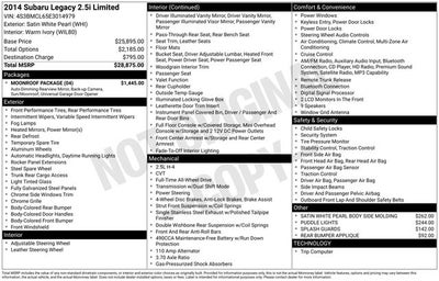2014 Subaru Legacy 2.5i Limited