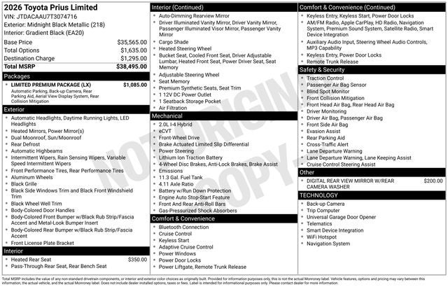 2026 Toyota Prius Limited