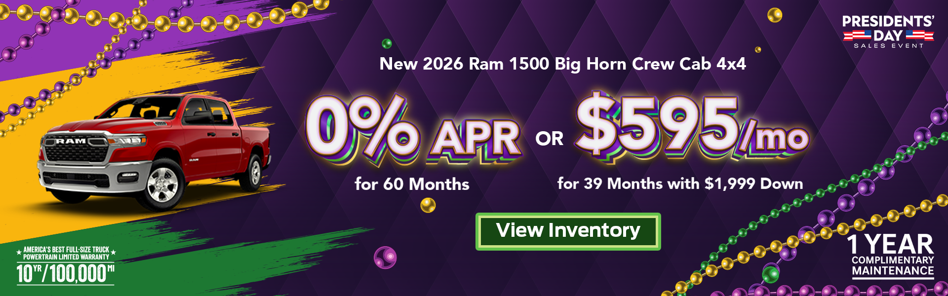 0% APR or Lease for $595/Month on 2026 Ram 1500 Big Horn 