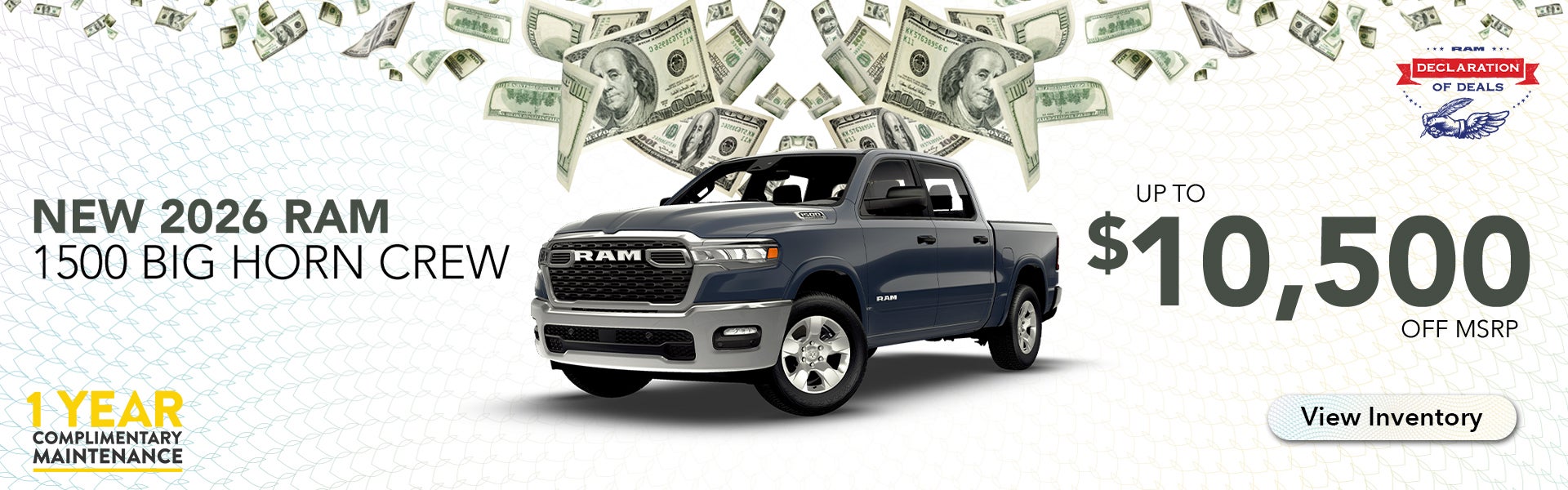 Up to $7,250 Off 2026 RAM 1500 Big Horn Crew