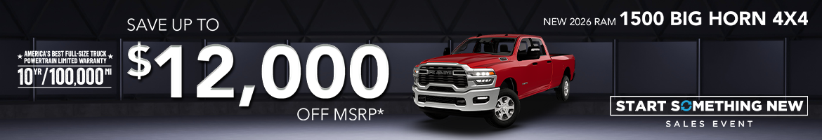 Save up to $12,000 Off 2026 Ram 1500 Big Horn 4x4 – Denham Springs, LA