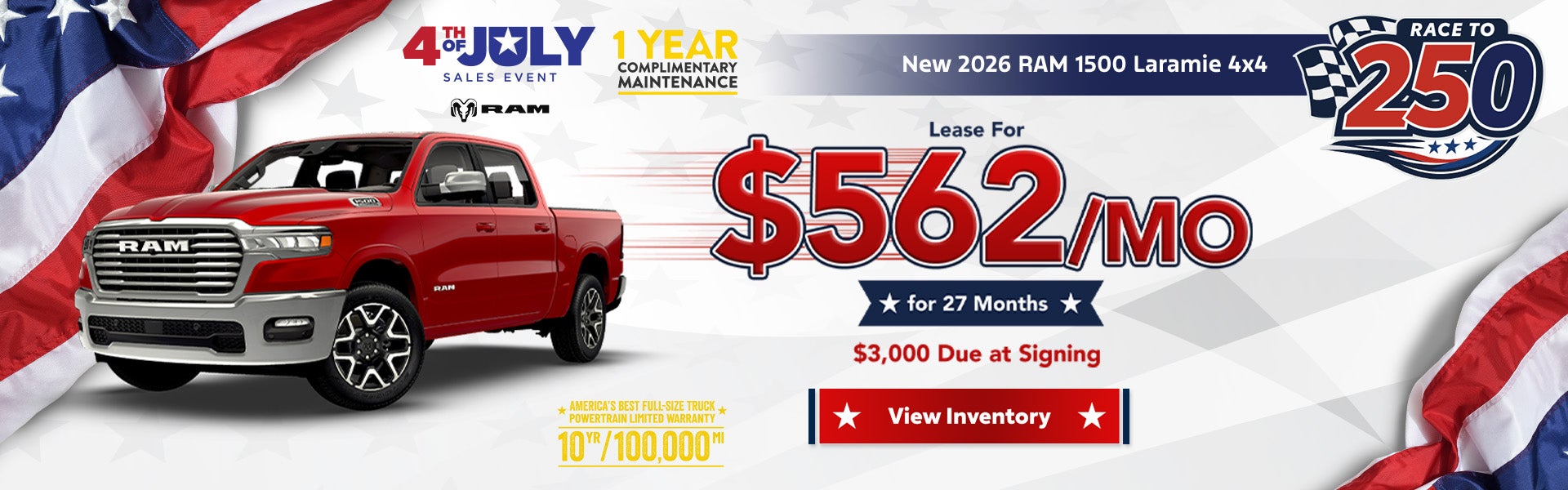 Lease for $562/Month on 2026 RAM 1500 Laramie 4x4 – Denham S