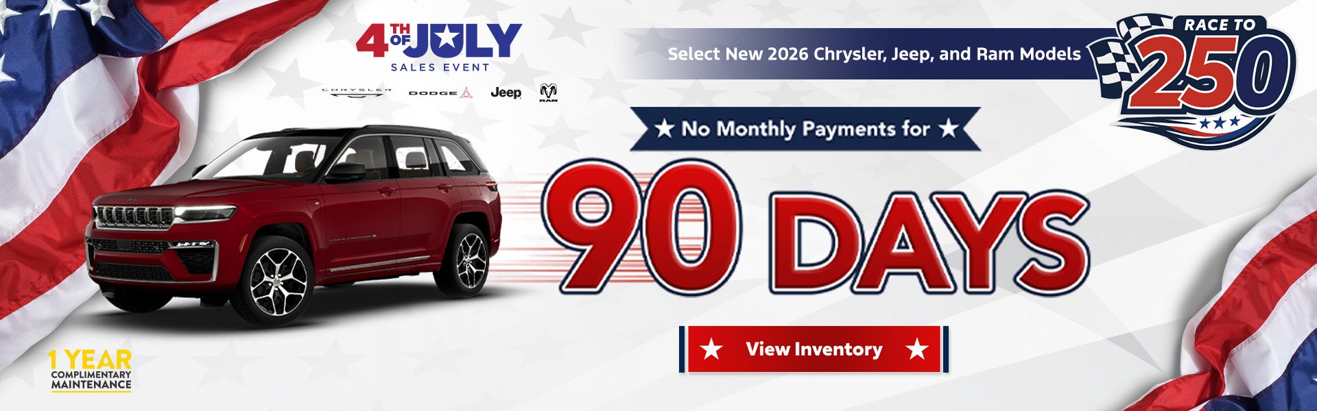  No Monthly Payments for 90 Days on Select 2026 Chrysler, Je