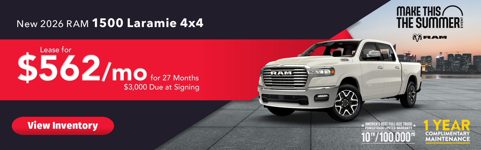 Lease for $562/Month on 2026 RAM 1500 Laramie 4x4 – Denham S