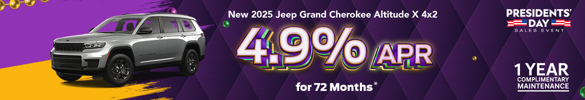 4.9% APR for 72 Months on 2025 Jeep Grand Cherokee Altitude X – Denham Springs, LA
