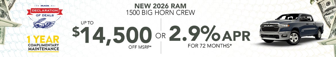 Up to $7,250 Off 2026 RAM 1500 Big Horn Crew – Denham Springs, LA