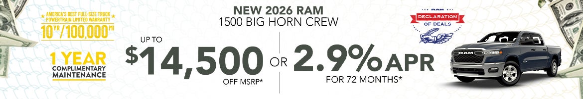 Up to $7,250 Off 2026 RAM 1500 Big Horn Crew – Denham Springs, LA