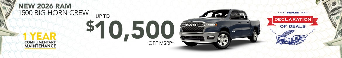 Up to $7,250 Off 2026 RAM 1500 Big Horn Crew – Denham Springs, LA